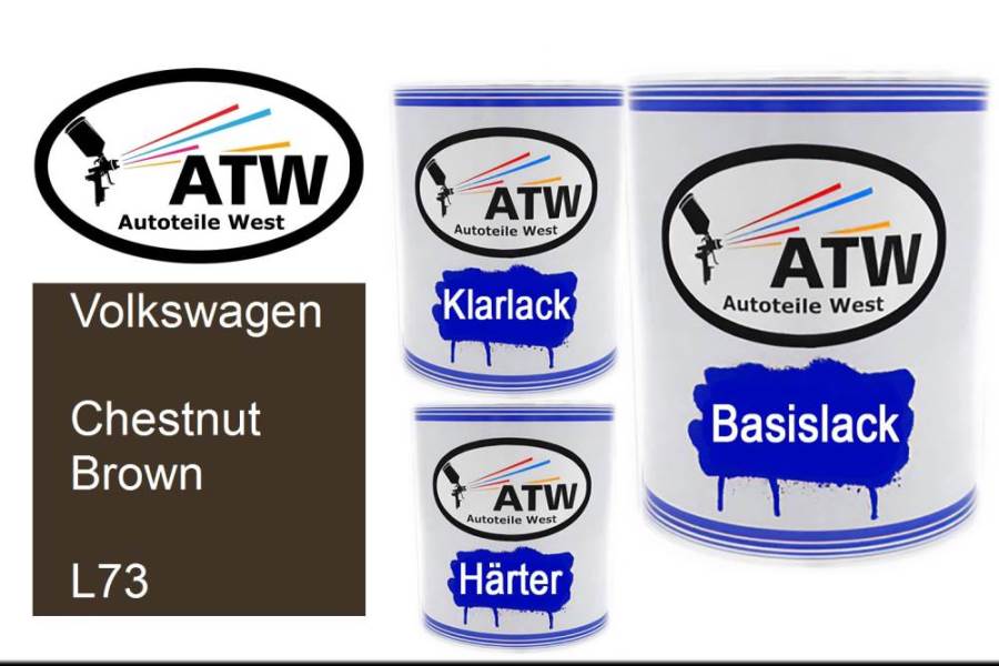 Volkswagen, Chestnut Brown, L73: 1L Lackdose + 1L Klarlack + 500ml Härter - Set, von ATW Autoteile West.